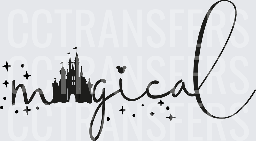 Magical Castle Silhouette Script with Sparkles (DTF)