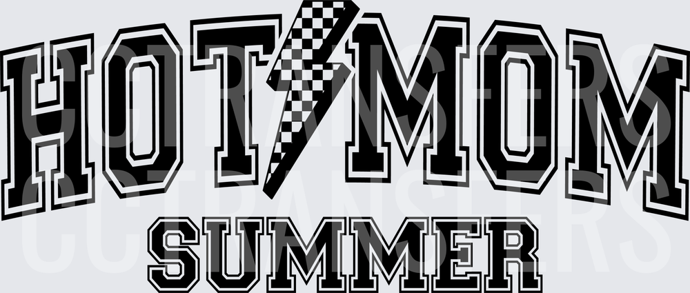 Hot Mom Summer Varsity Arch Checkered Lightning Bolt (DTF)