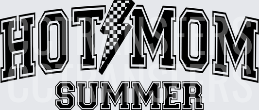 Hot Mom Summer Varsity Arch Checkered Lightning Bolt (DTF)