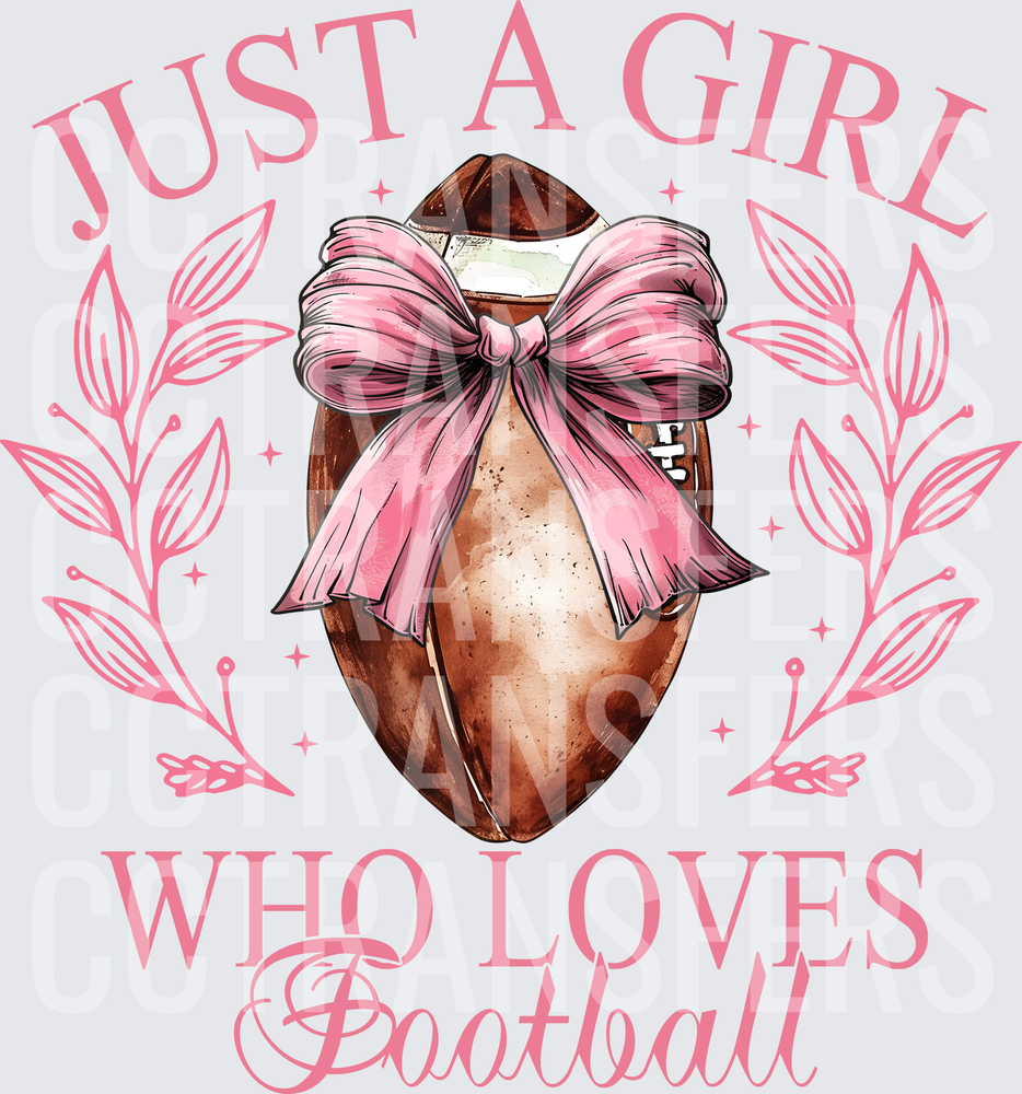 Just A Girl Who Loves Football Pink Bow Design (DTF)