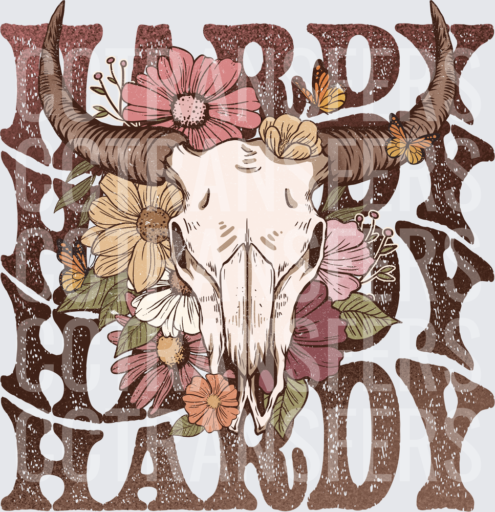 Nardy Hardy Floral Bull Skull Butterflies Western (DTF)