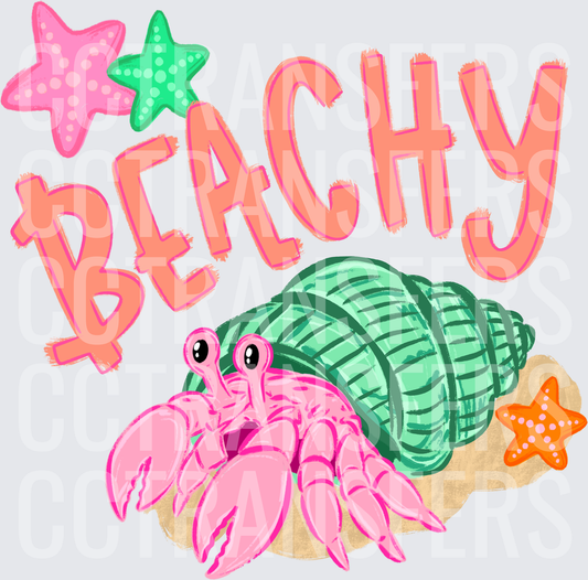 Beachy Pink Hermit Crab with Starfish (DTF)