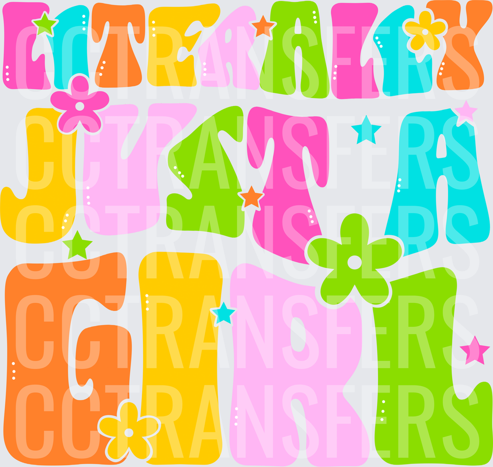 Literally Just A Girl Retro Groovy Colorful Floral (DTF)