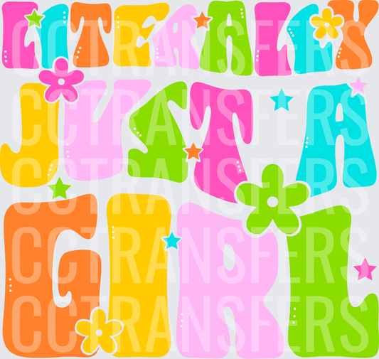 Literally Just A Girl Retro Groovy Colorful Floral (DTF)