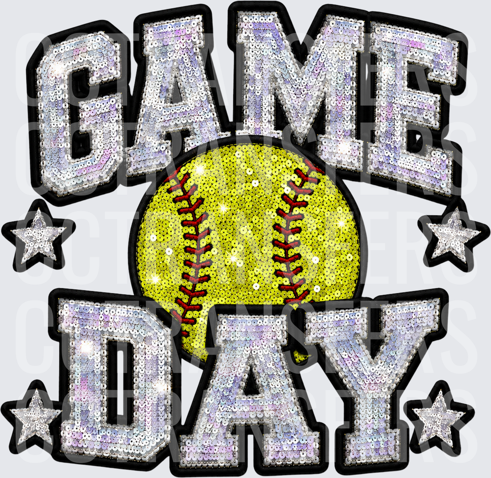 Sequin Glitter Game Day Softball Stars (DTF)