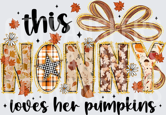 This Nonny Loves Her Pumpkins Fall Autumn Leaves (DTF)