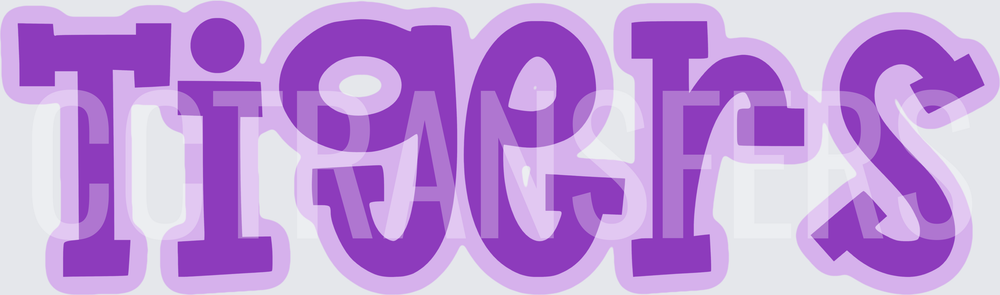 Purple Tigers Bold Bubble Letter Word Art (DTF)