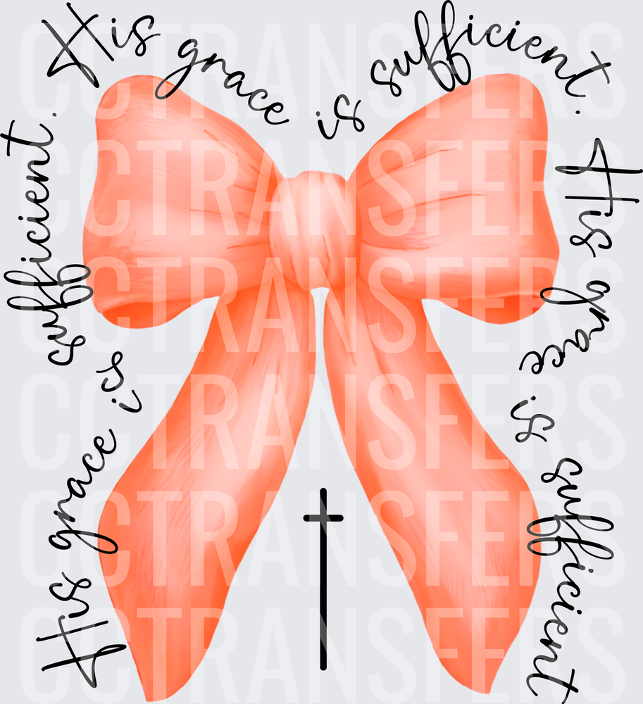 His Grace Is Sufficient Peach Bow Cross (DTF)