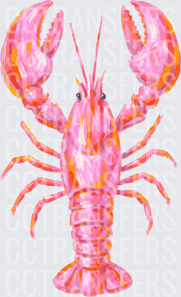 Vibrant Pink and Orange Brushstroke Lobster (DTF)
