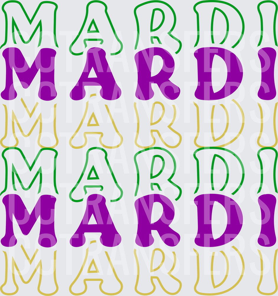 Mardi Repeating Pattern Purple Green Gold Letters (DTF)