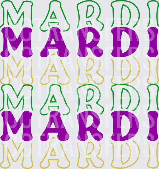 Mardi Repeating Pattern Purple Green Gold Letters (DTF)