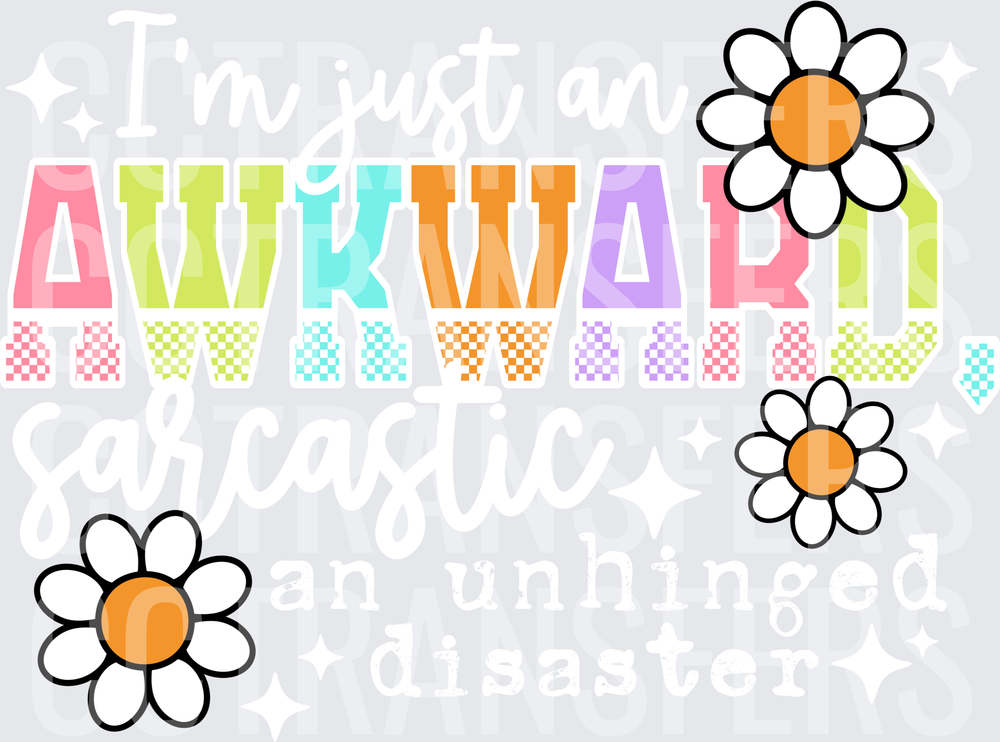 Awkward Retro Checkerboard Pastel Daisy Flowers (DTF)