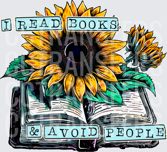 I Read Books & Avoid People Sunflower Open Book (DTF)