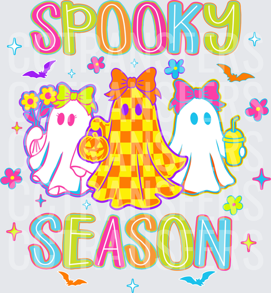 Spooky Season Groovy Ghost Trio with Bows (DTF)