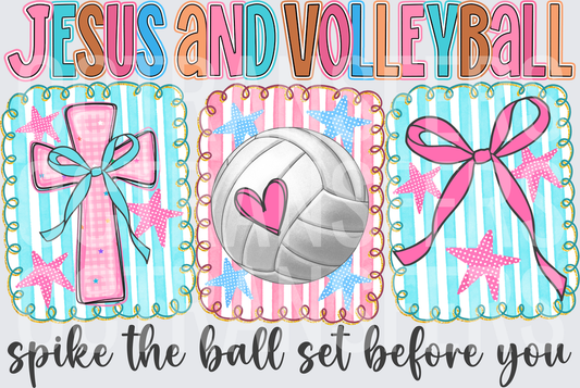 Jesus and Volleyball Spike the Ball Set Before You (DTF)