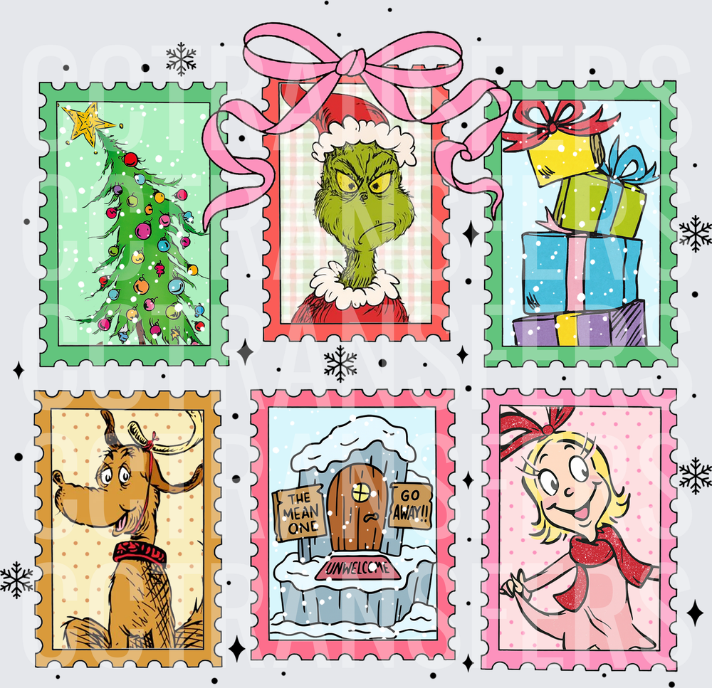 G-Man Christmas Stamp Collection Pink Bow Holiday (DTF)
