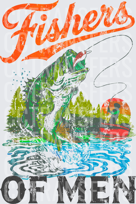 Fishers Of Men Bass Jumping Fishing Boat Sunset (DTF)
