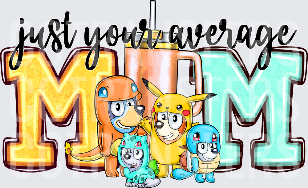 Just Your Average Mom Blue Dog Family Pokemon Costumes (DTF)