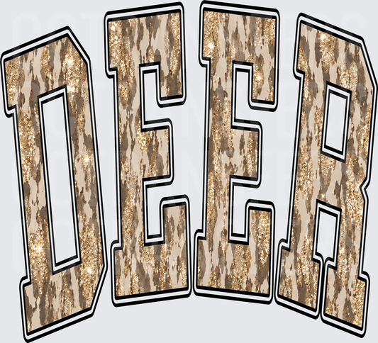 Glitter Camo DEER Varsity Bold Letters (DTF)