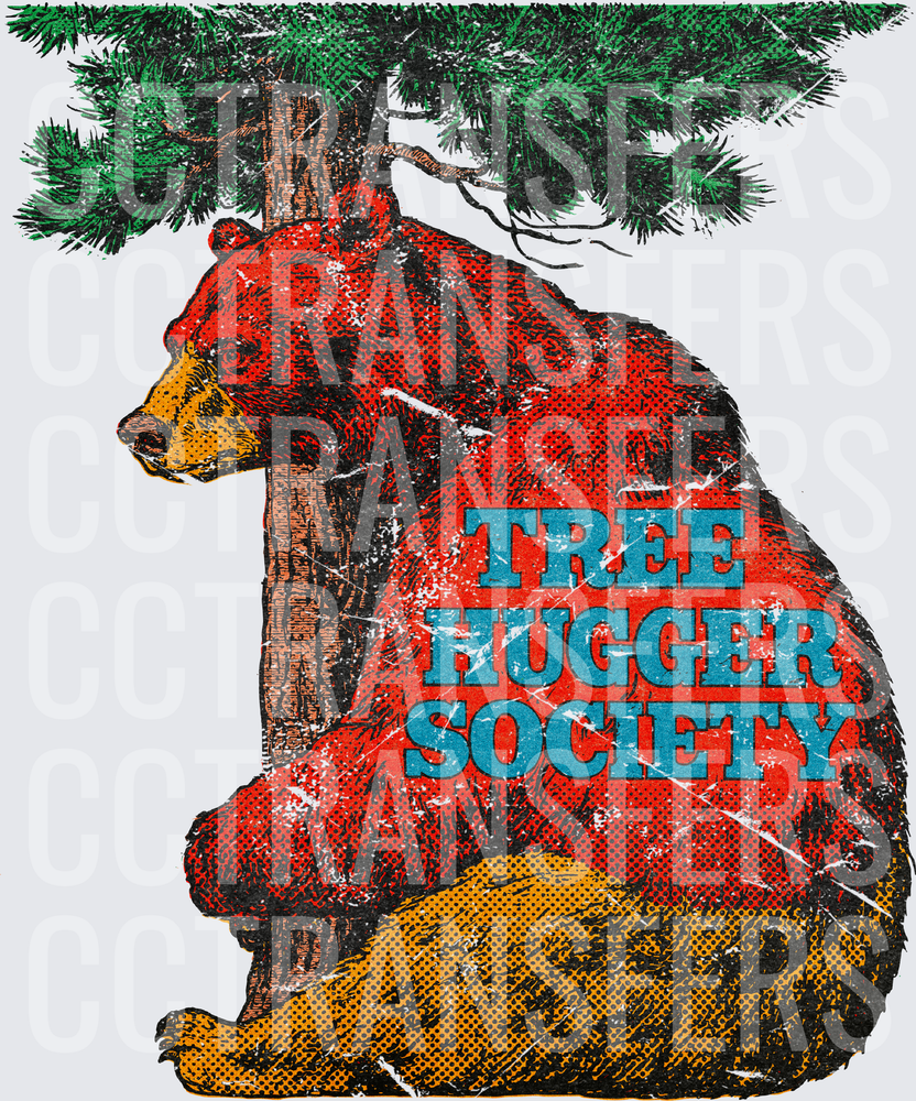 Tree Hugger Society Bear Hugging Pine Tree (DTF)