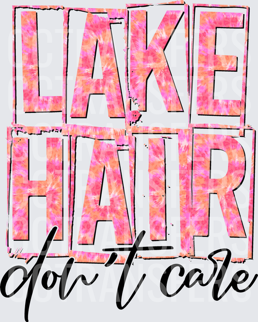 Lake Hair Don't Care Tie-Dye Pink Bold Letter (DTF)