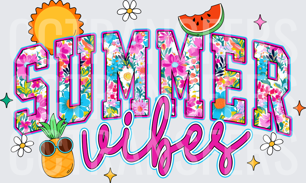Summer Vibes Floral Letter Pineapple Watermelon Sun (DTF)