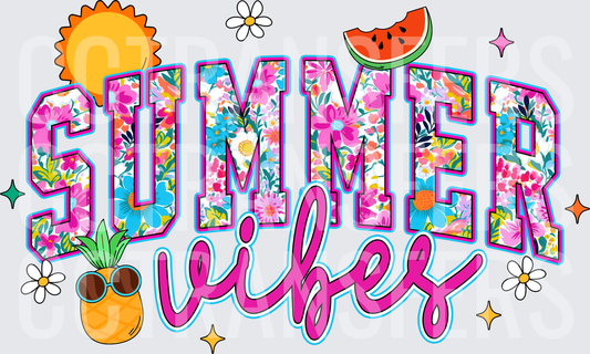 Summer Vibes Floral Letter Pineapple Watermelon Sun (DTF)