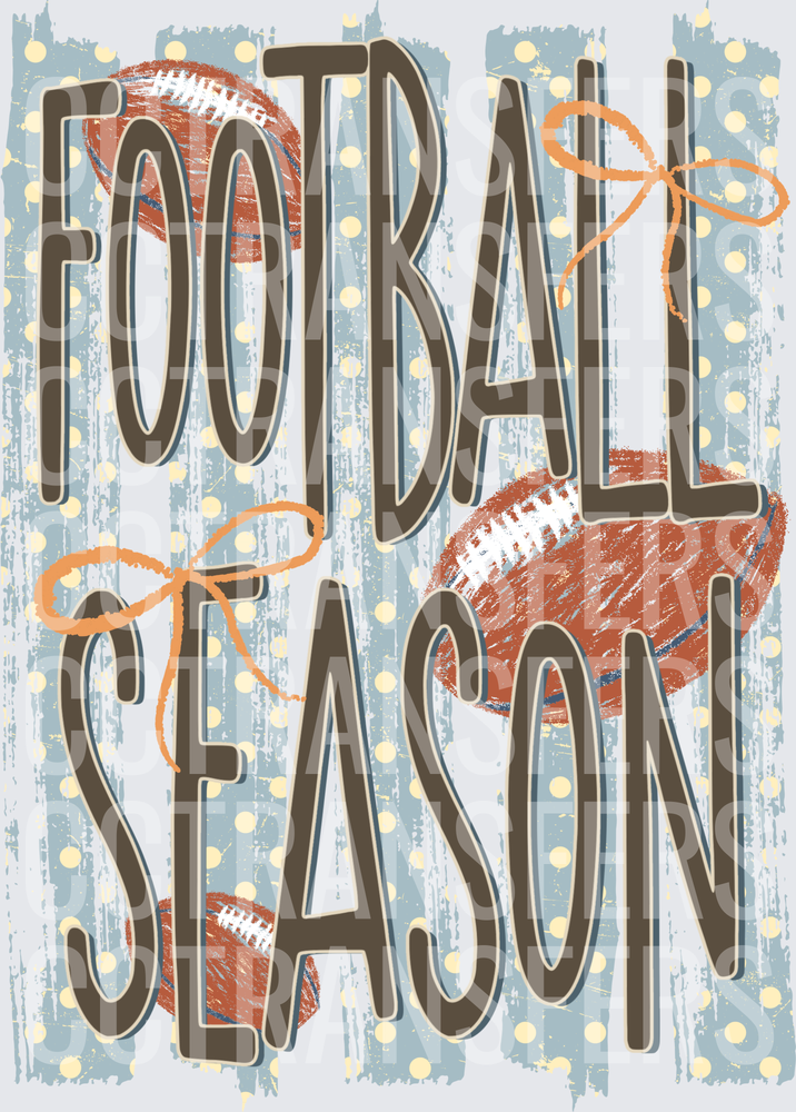 Football Season Polka Dot Rustic Distressed Footballs (DTF)