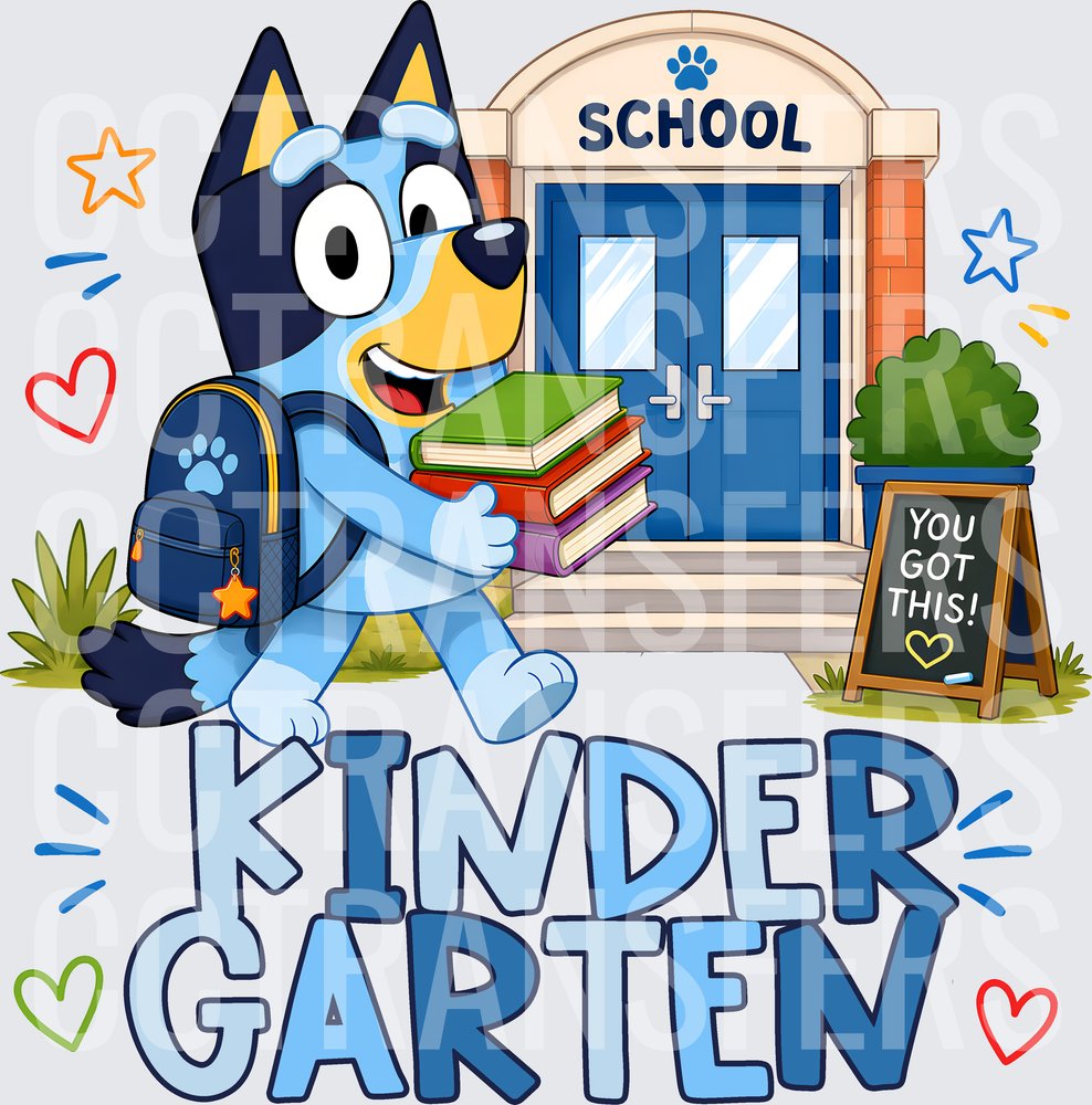 Kindergarten Blue Cartoon Pup Back to School You Got This (DTF)
