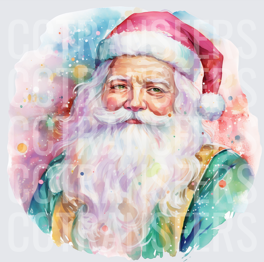 Watercolor Pastel Santa Claus Portrait (DTF)