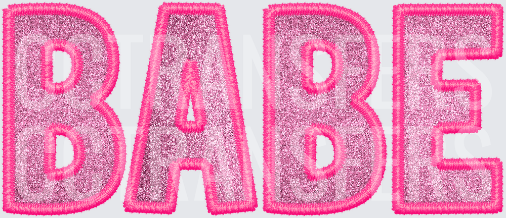 Pink Glitter Varsity Patch Letter BABE (DTF)