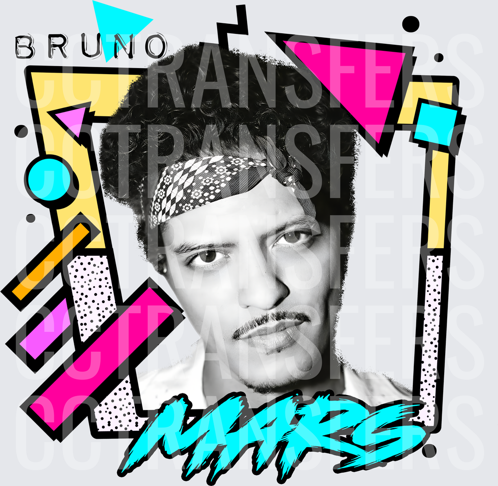 Bruno Mars 80s Retro Pop Art Geometric Portrait (DTF)