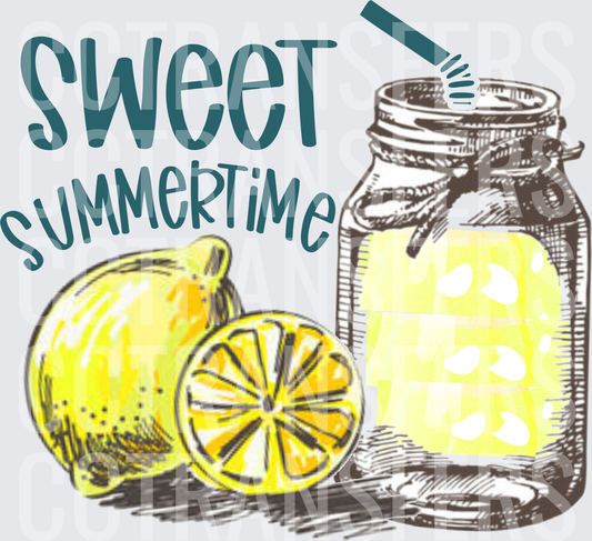 Sweet Summertime Lemonade Mason Jar with Lemons (DTF)
