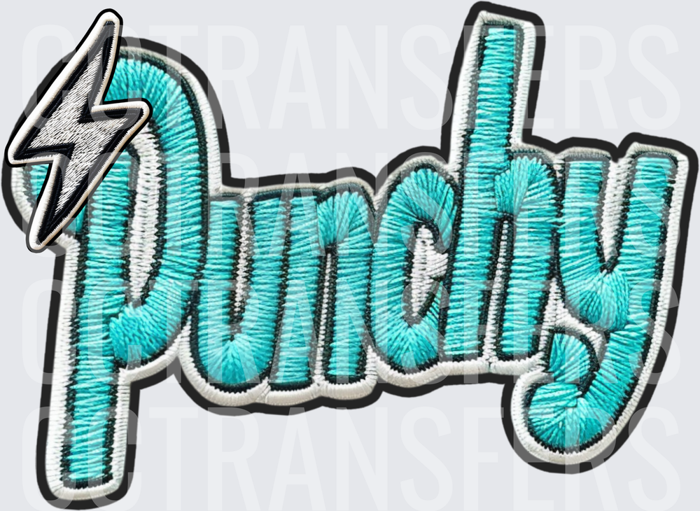 Punchy Embroidered Style Patch with Lightning Bolt (DTF)