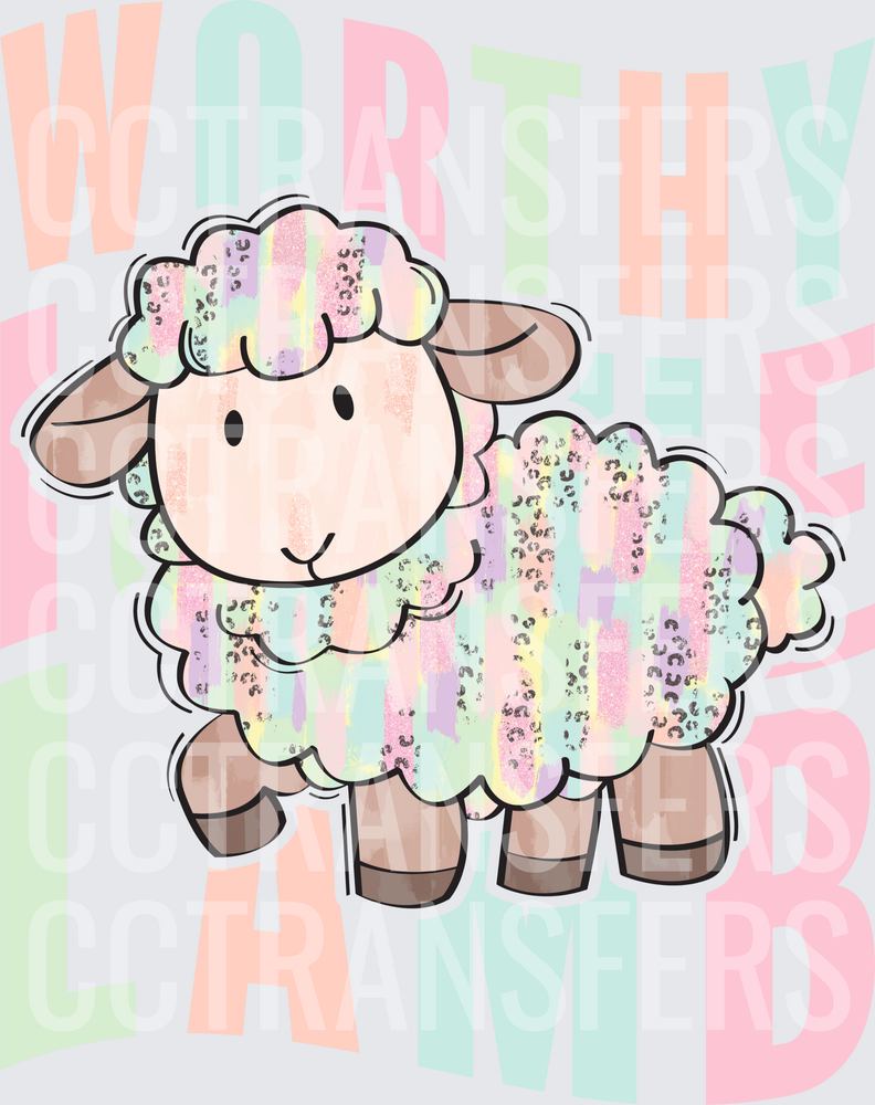 Worthy Is The Lamb Pastel Leopard Sheep (DTF)