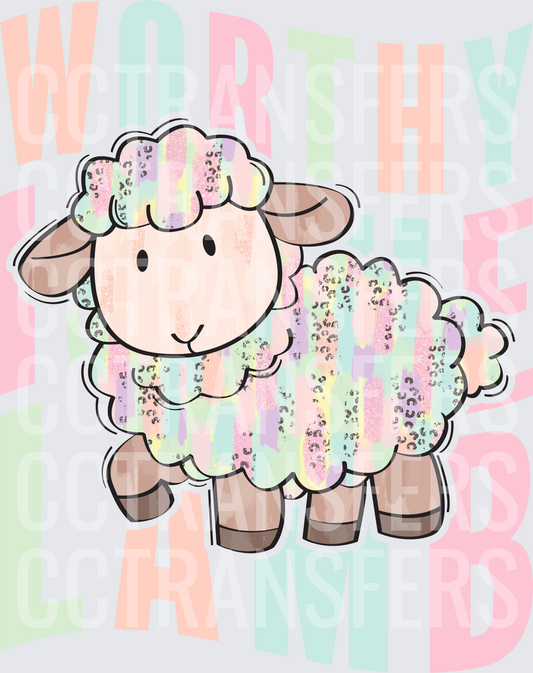 Worthy Is The Lamb Pastel Leopard Sheep (DTF)