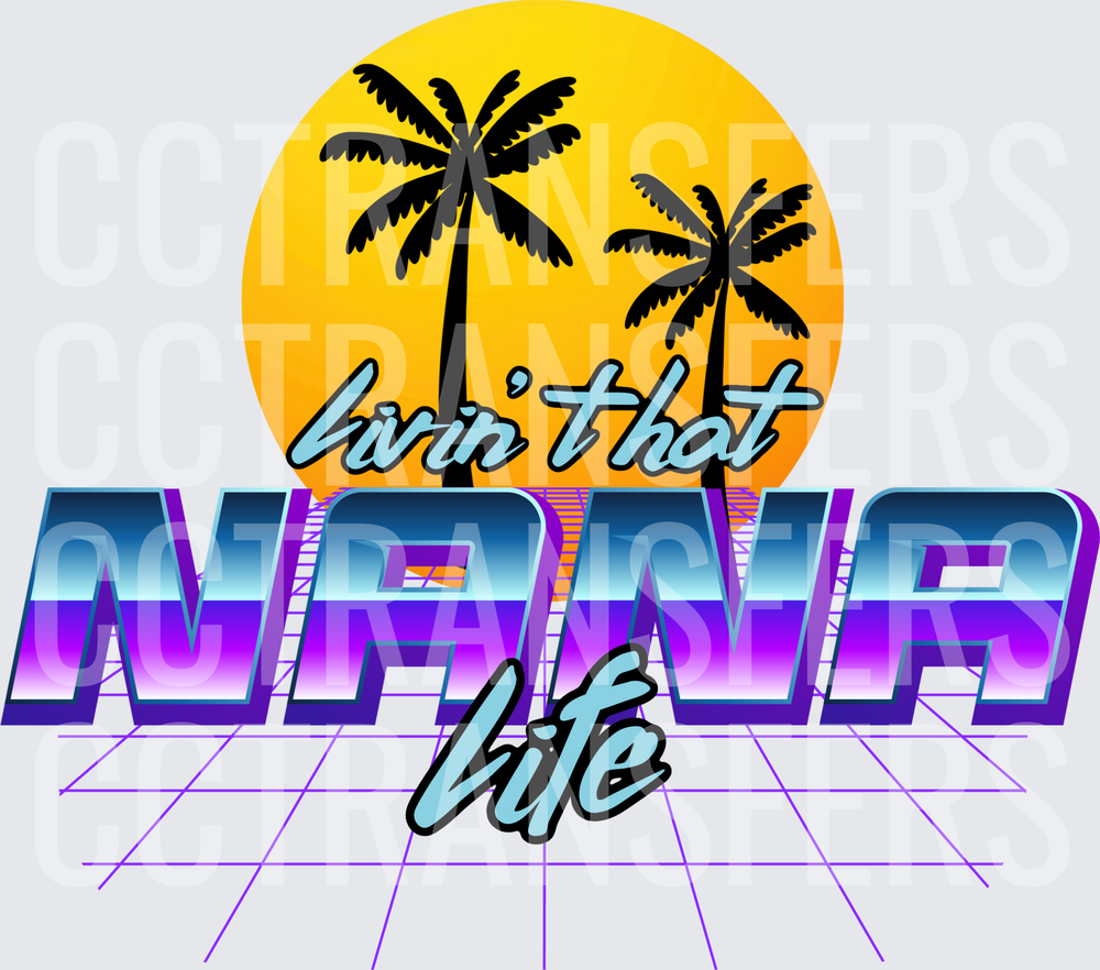 Livin' That Nana Life Retro Sunset Palm Trees (DTF)