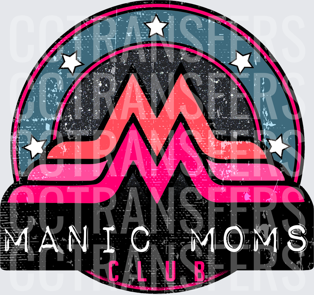 Manic Moms Club Distressed Badge Logo (DTF)