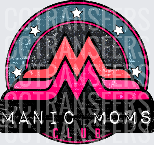 Manic Moms Club Distressed Badge Logo (DTF)