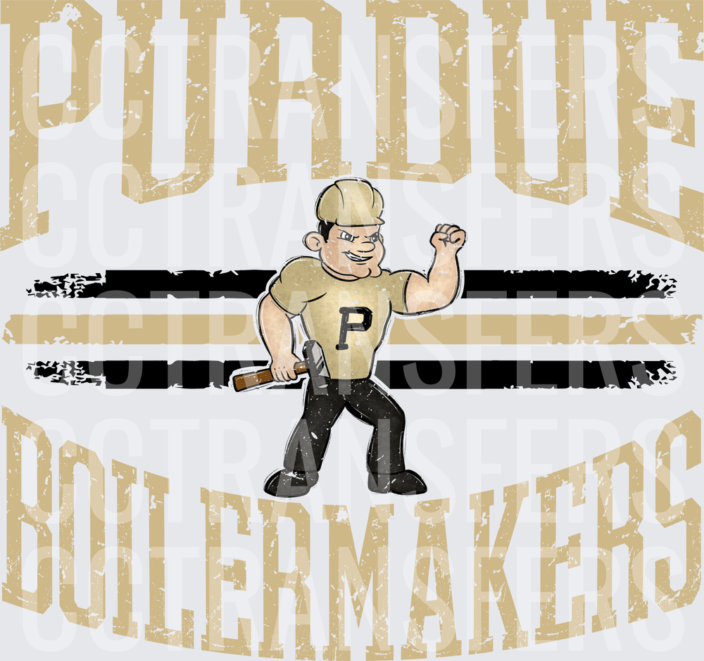 Boilermaker Pete Mascot Grunge Stripes Fist Pump (DTF)
