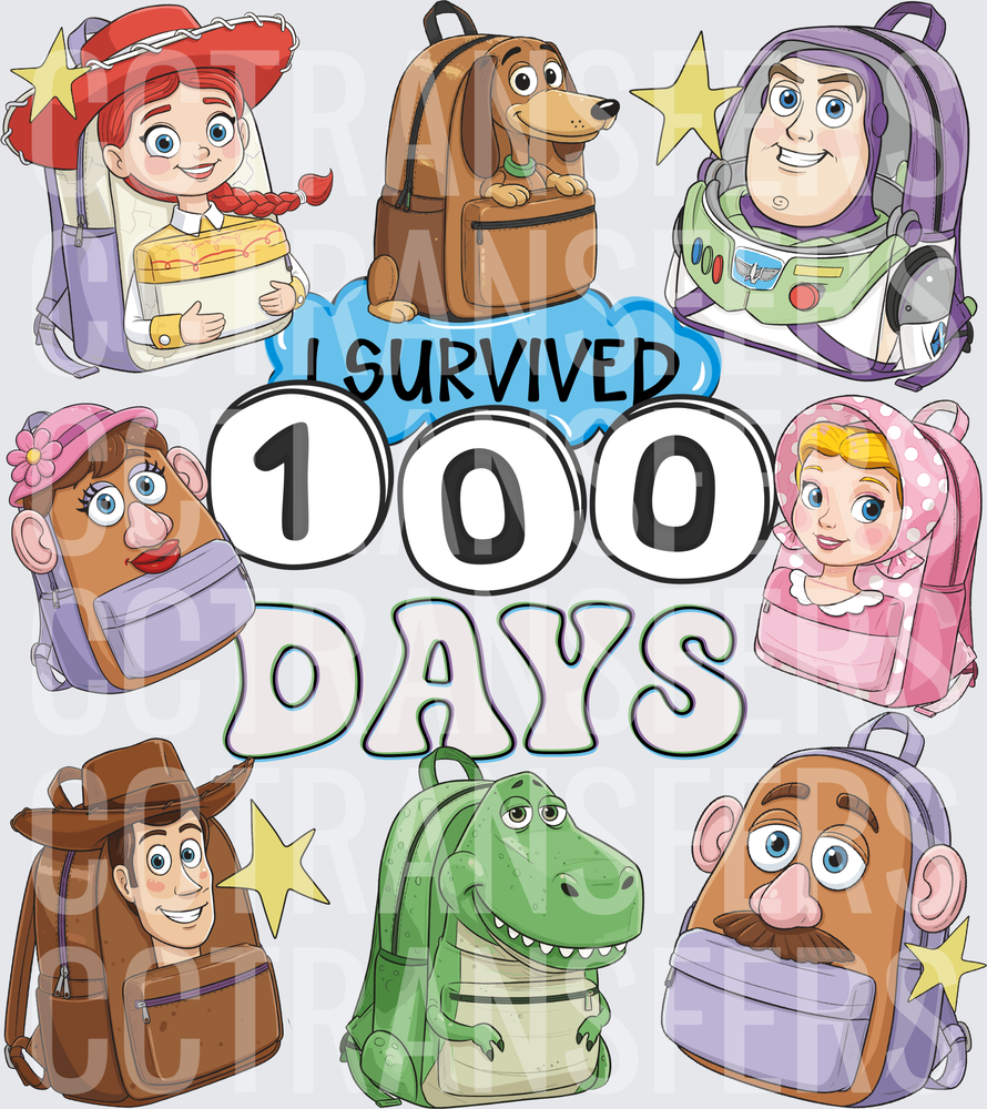 I Survived 100 Days Cartoon Toy Characters Backpacks (DTF)