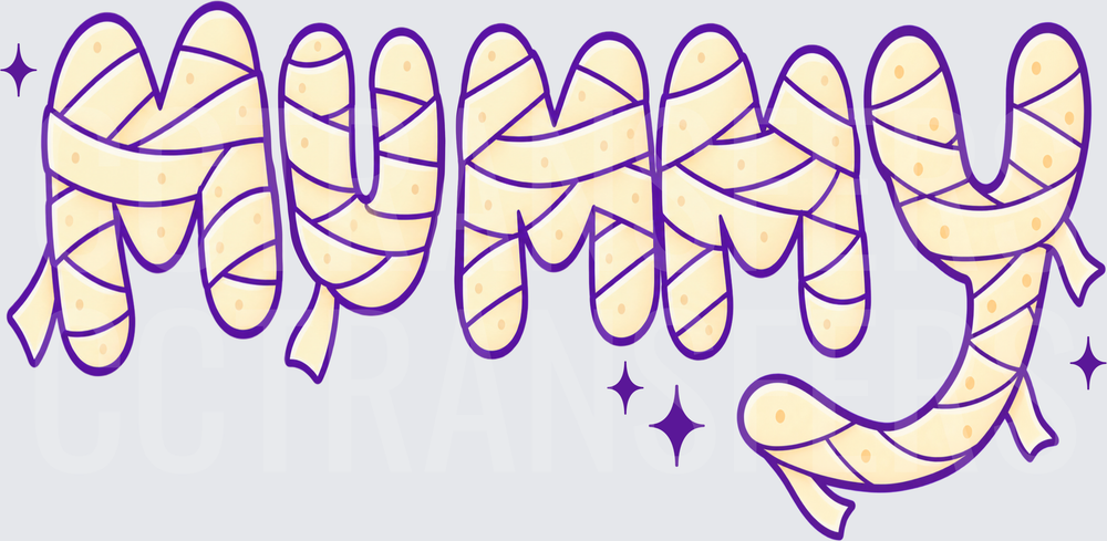 Mummy Bandage Wrapped Word Art Halloween (DTF)