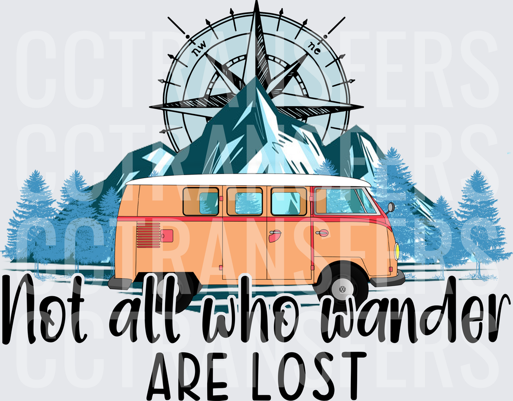 Not All Who Wander Are Lost Retro Van Mountains (DTF)