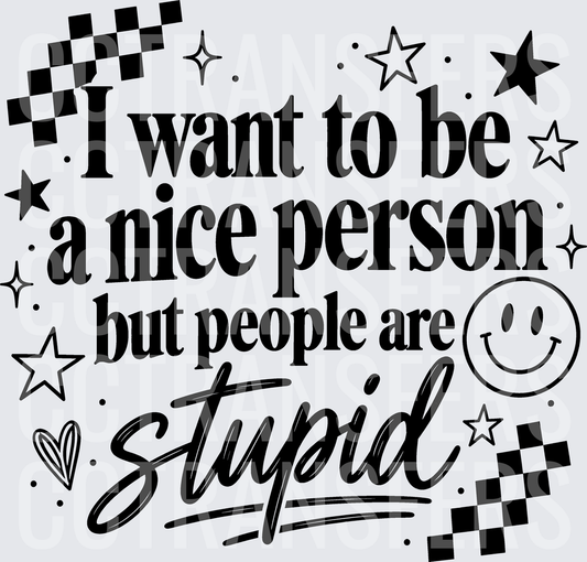 I Want To Be A Nice Person But People Are Stupid (DTF)