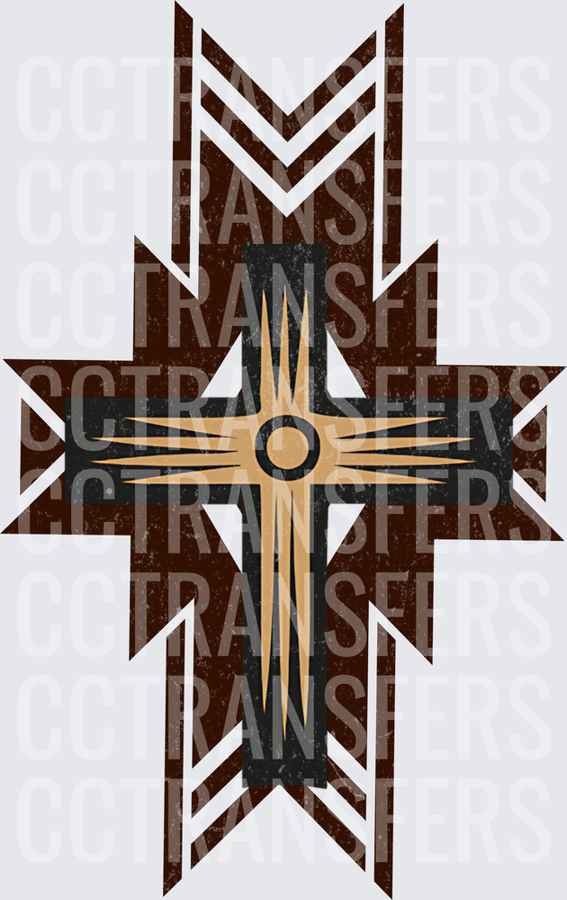 Rustic Southwest Cross Zia Sun Symbol Distressed (DTF)