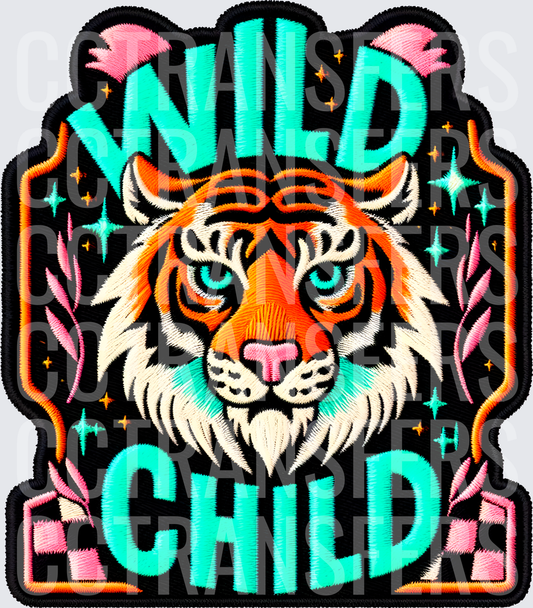 Wild Child Tiger Face Embroidery Patch Style (DTF)