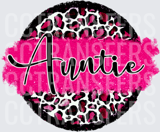 Auntie Pink Leopard Print Circle Design (DTF)