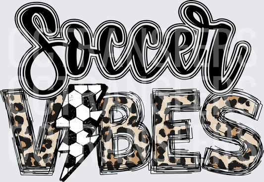 Soccer Vibes Leopard Print Lightning Bolt Design (DTF)