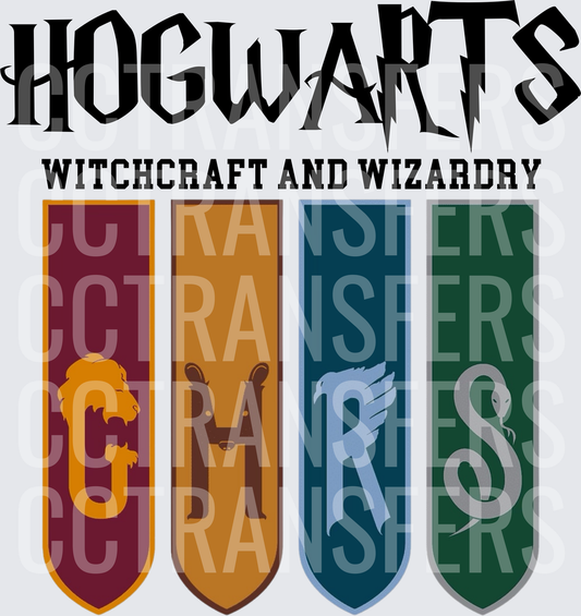 Hogwarts Witchcraft and Wizardry Four House Banners (DTF)