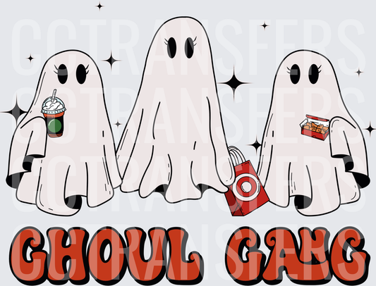 Ghoul Gang Three Cute Ghosts Shopping Coffee Nuggets (DTF)